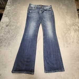 ReRock for Express Jeans Womens 6R Bootcut Stretch Distressed Embroidered Denim